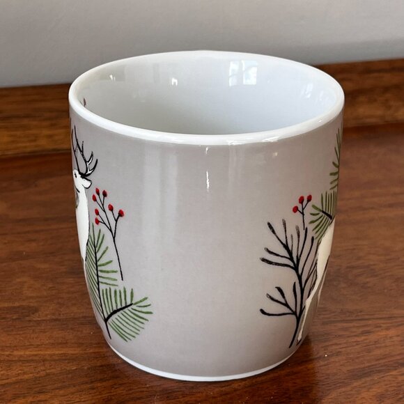 Now Designs "Noble Deer" Porcelain Mug Holiday Christmas Illustration Berry 12oz - Picture 3 of 9